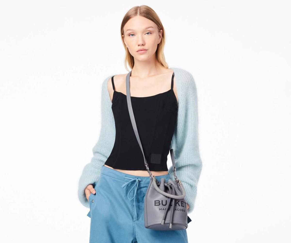 Marc Jacobs Leather Bucket Bag Bucket Bag Wolf Grey | OBC865127