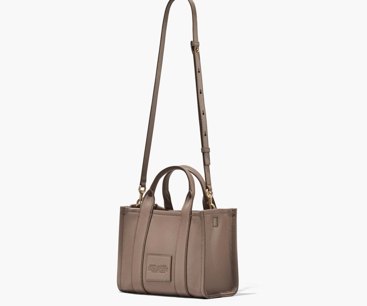 Marc Jacobs Leather Medium Tote Bag The Tote Bag Cement | JTI813674