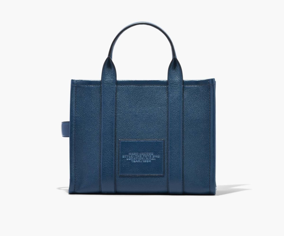 Marc Jacobs Leather Medium Tote Bag The Tote Bag Blue Sea | LAJ971862