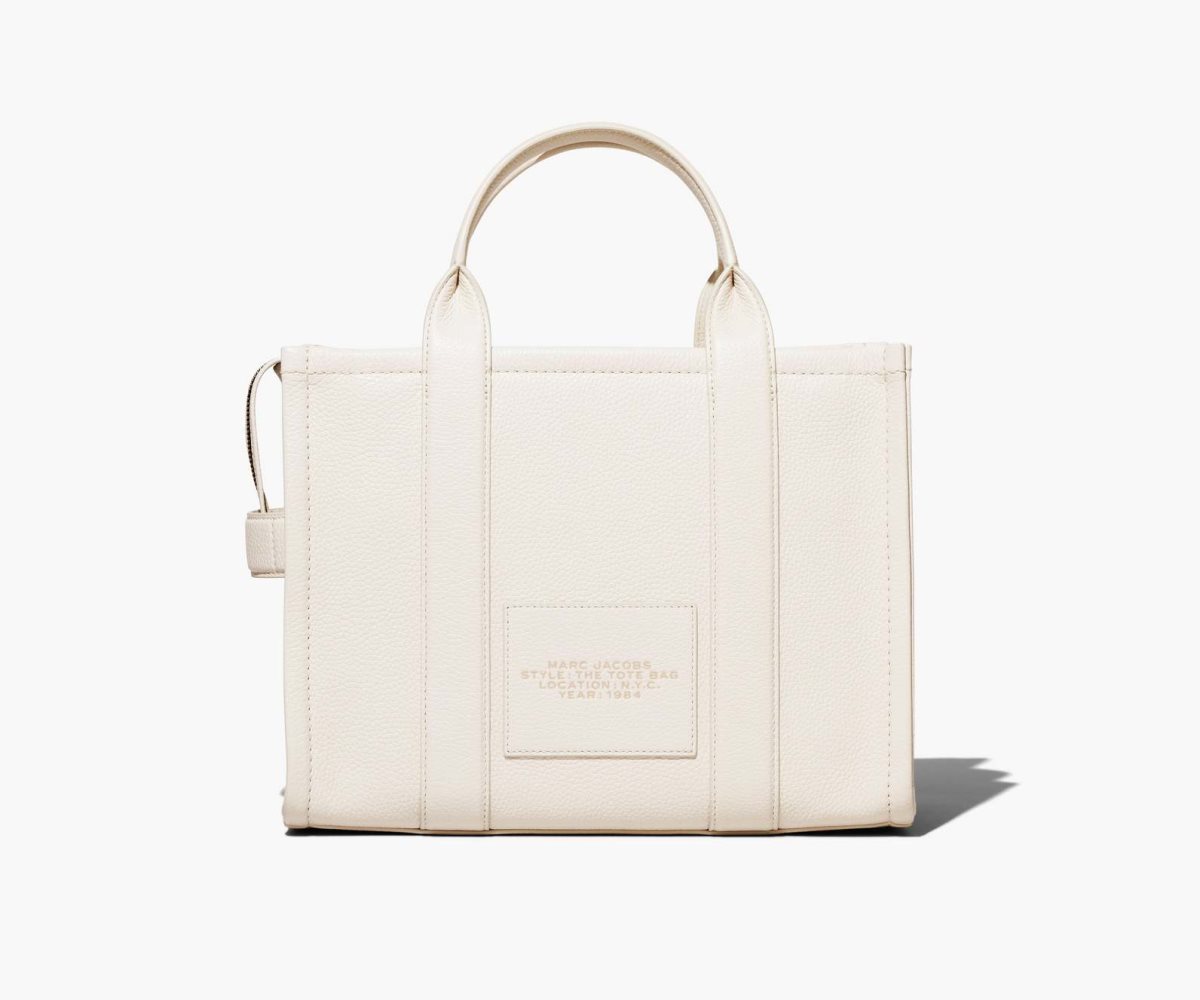 Marc Jacobs Leather Medium Tote Bag The Tote Bag Cotton/Silver | NVY501926