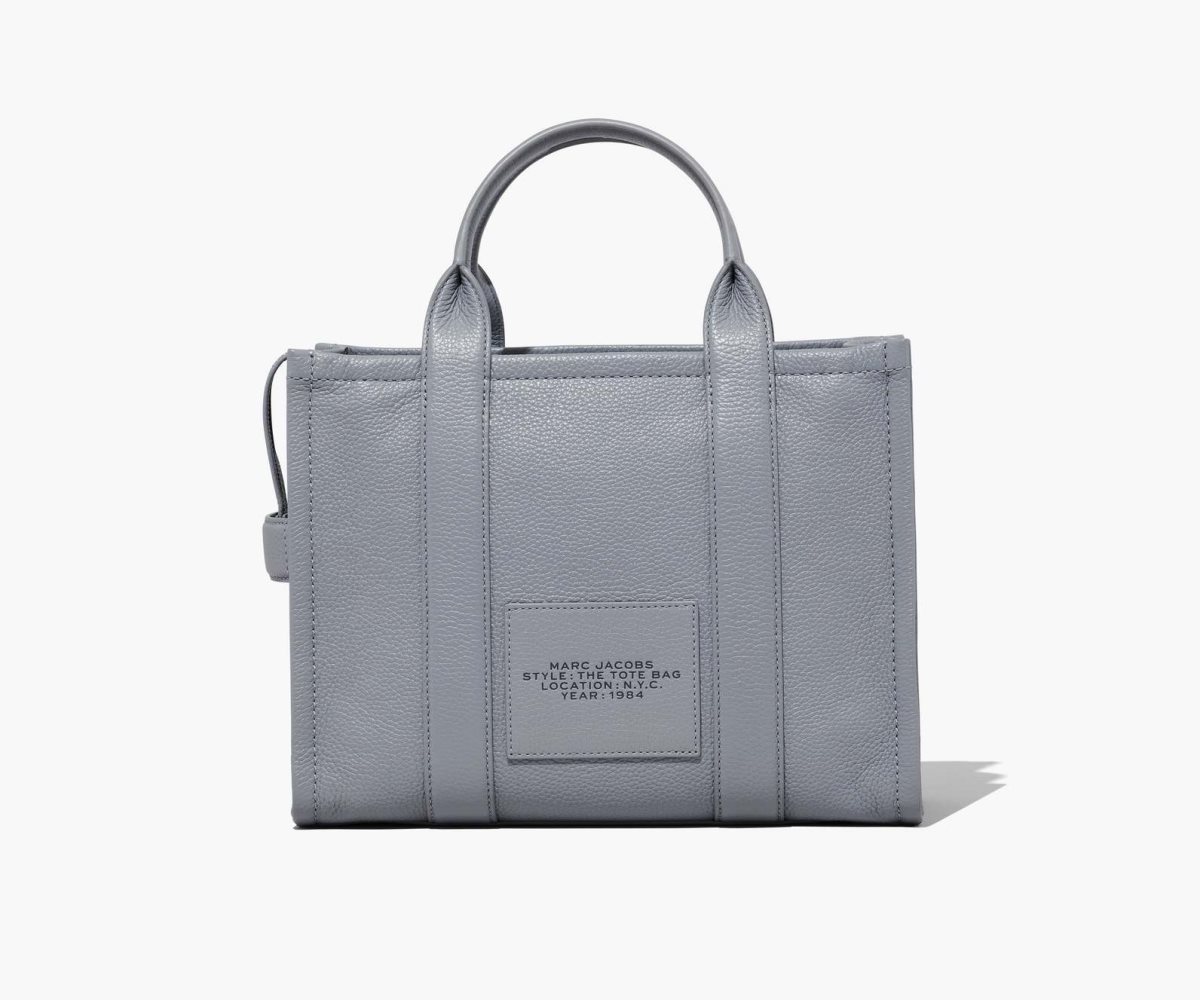 Marc Jacobs Leather Medium Tote Bag The Tote Bag Wolf Grey | PDQ289530