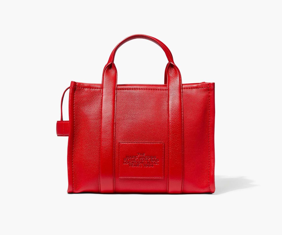 Marc Jacobs Leather Medium Tote Bag The Tote Bag True Red | WCV913402