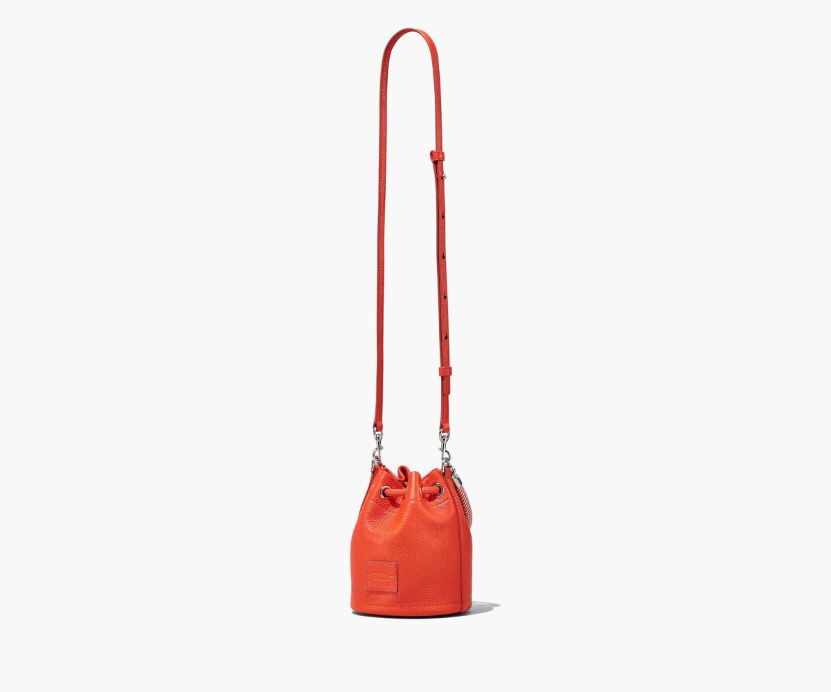 Marc Jacobs Leather Micro Bucket Bag Bucket Bag Electric Orange | IMD093857