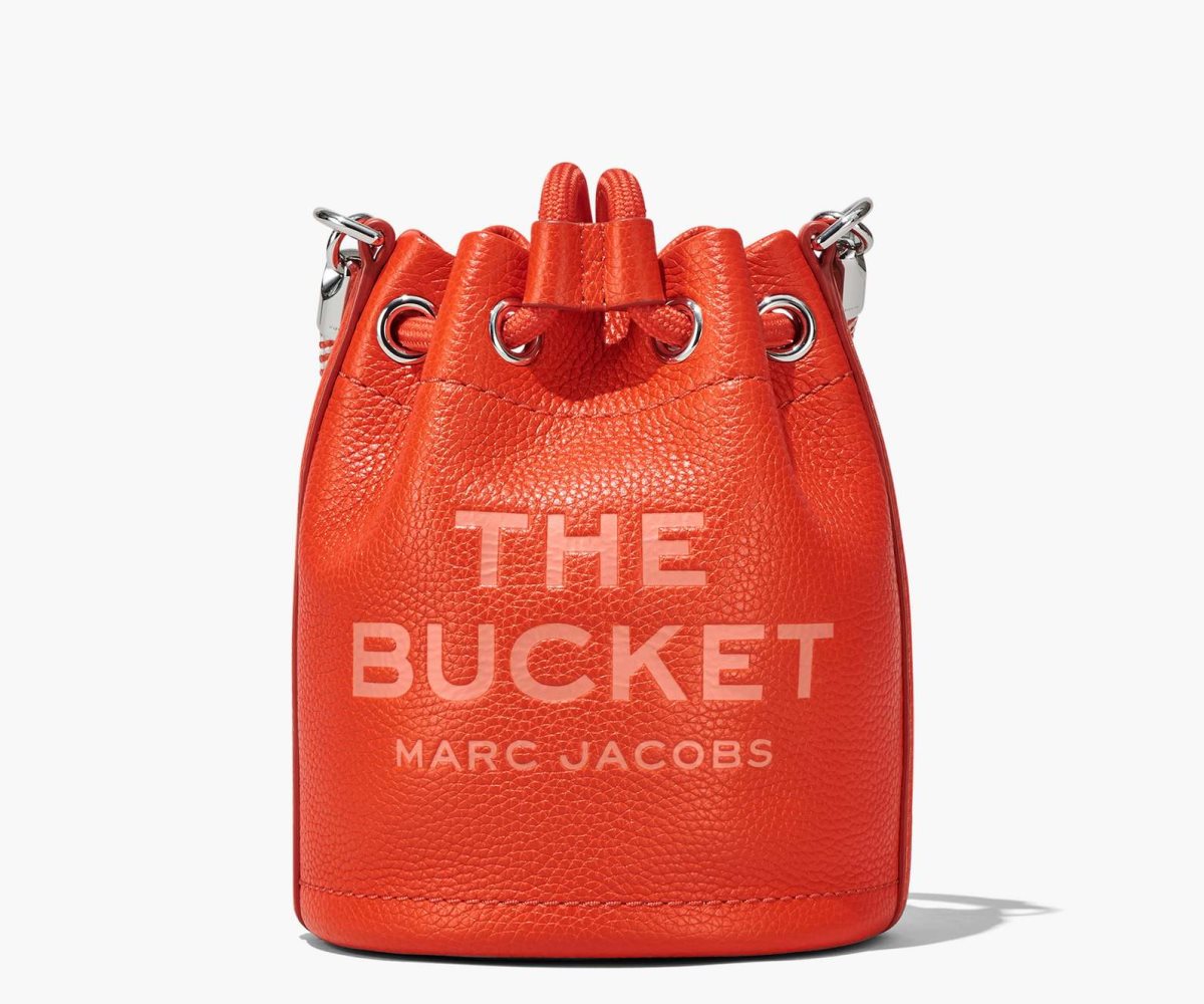 Marc Jacobs Leather Micro Bucket Bag Bucket Bag Electric Orange | IMD093857