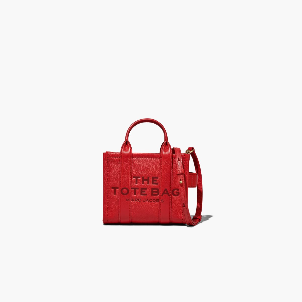 Marc Jacobs Leather Micro Tote Bag The Tote Bag True Red | DIX786539