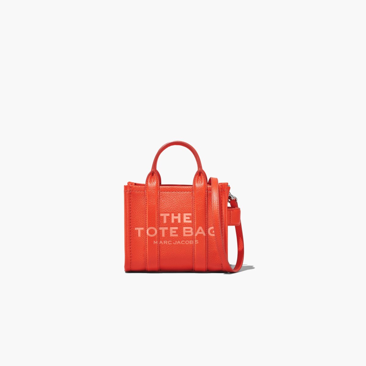 Marc Jacobs Leather Micro Tote Bag The Tote Bag Electric Orange | HCF450367