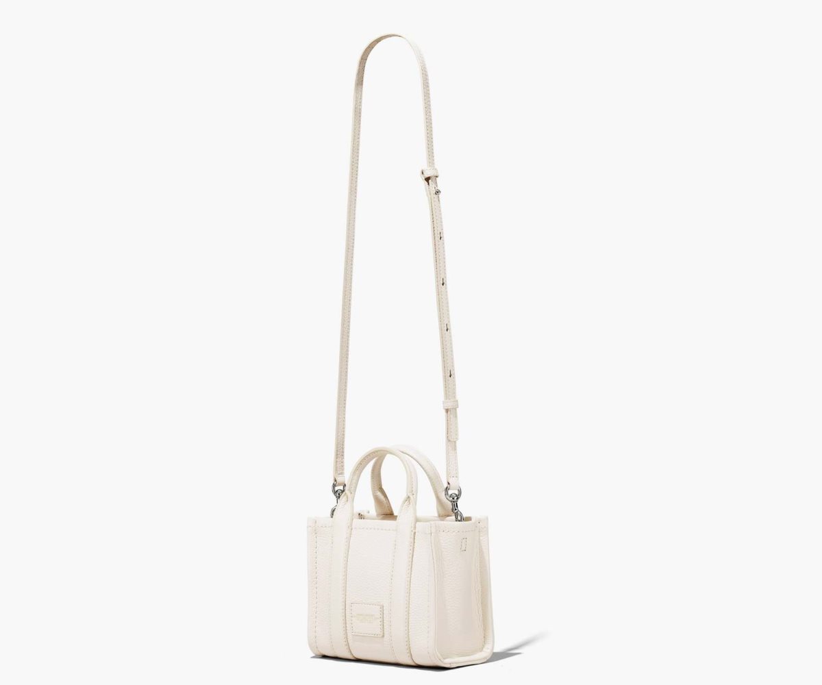 Marc Jacobs Leather Micro Tote Bag The Tote Bag Cotton/Silver | JLW042537