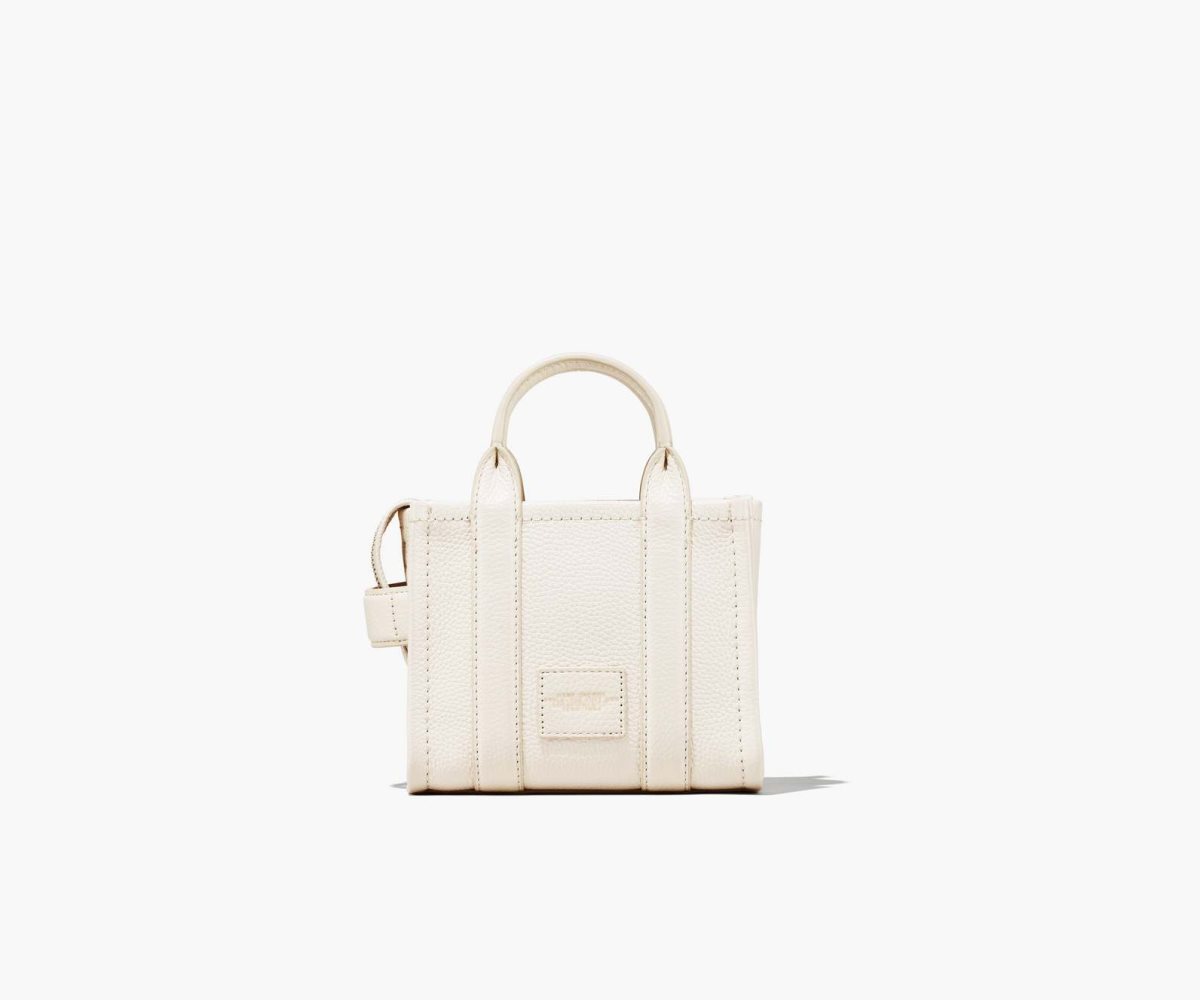 Marc Jacobs Leather Micro Tote Bag The Tote Bag Cotton/Silver | JLW042537