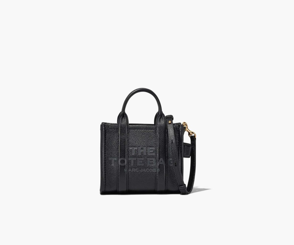 Marc Jacobs Leather Micro Tote Bag The Tote Bag Black | QSW729806