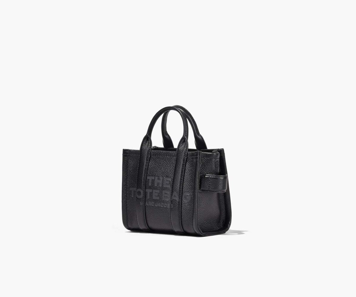 Marc Jacobs Leather Micro Tote Bag The Tote Bag Black | QSW729806