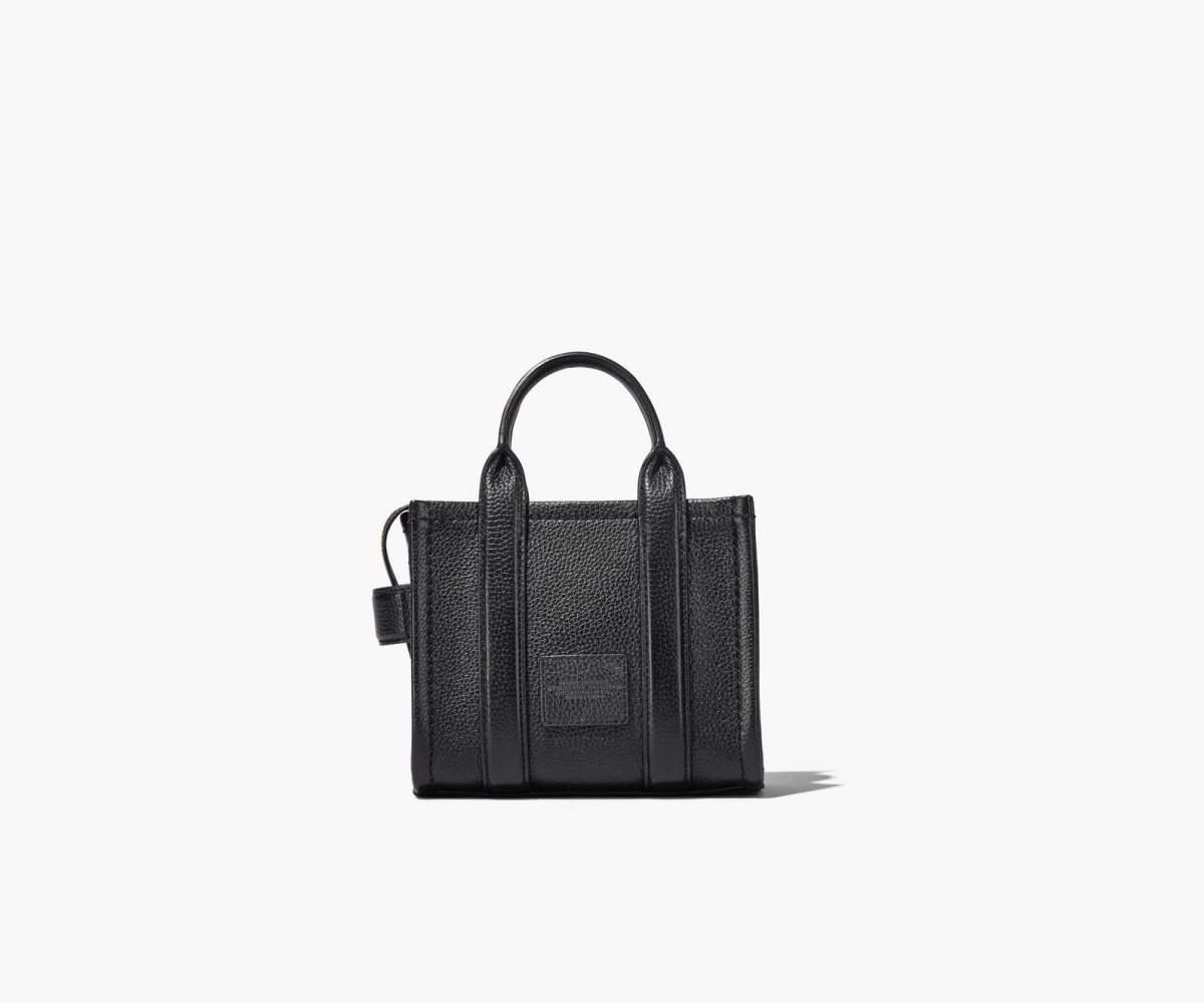 Marc Jacobs Leather Micro Tote Bag The Tote Bag Black | QSW729806