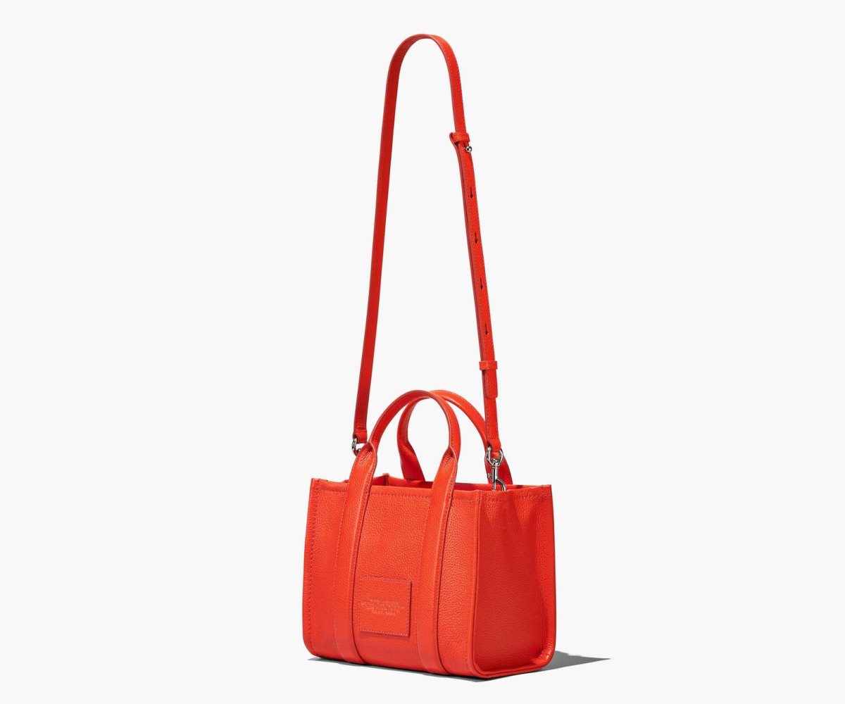 Marc Jacobs Leather Mini Tote Bag The Tote Bag Electric Orange | CPS134569