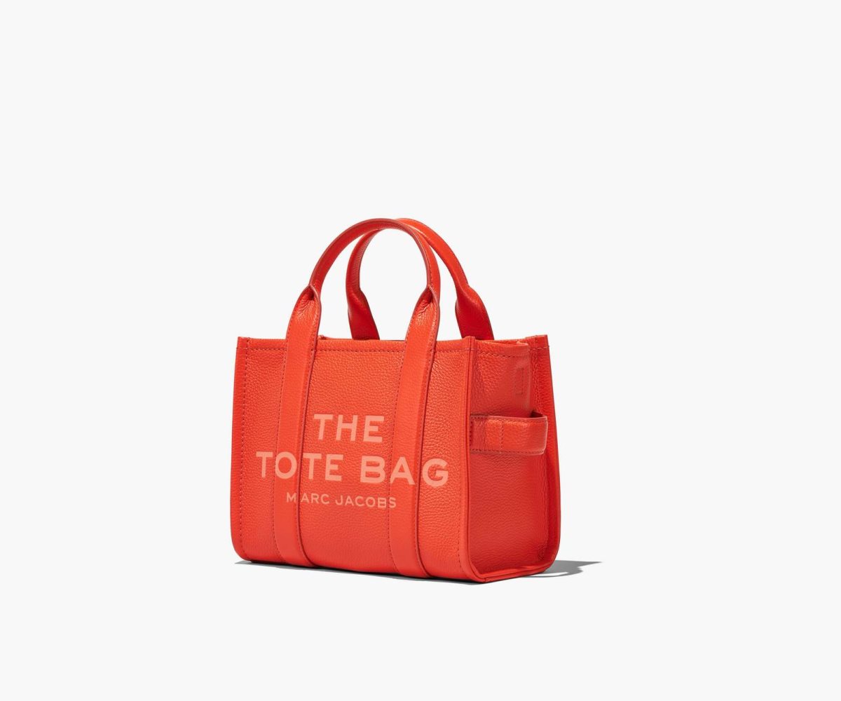 Marc Jacobs Leather Mini Tote Bag The Tote Bag Electric Orange | CPS134569