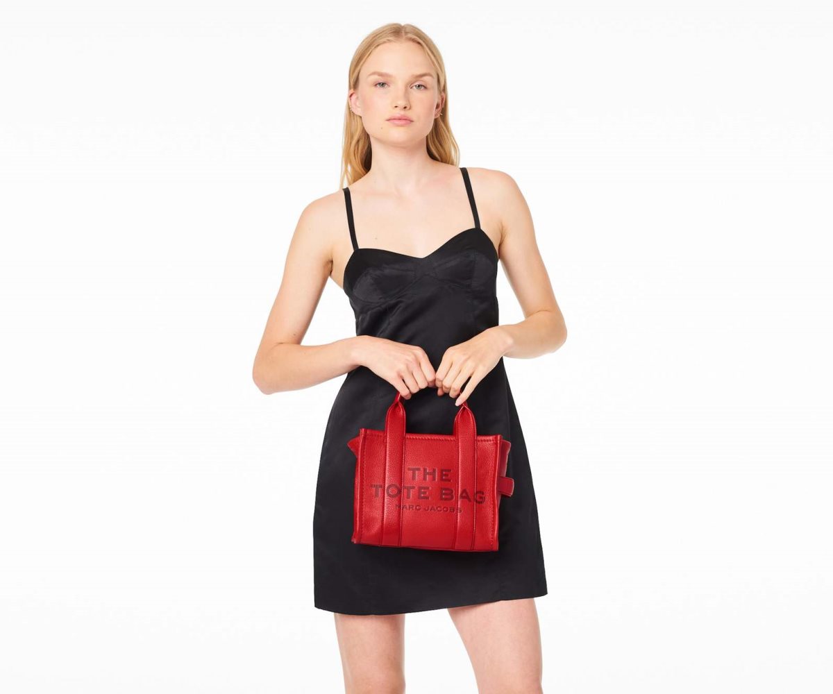 Marc Jacobs Leather Mini Tote Bag The Tote Bag True Red | FNB497516