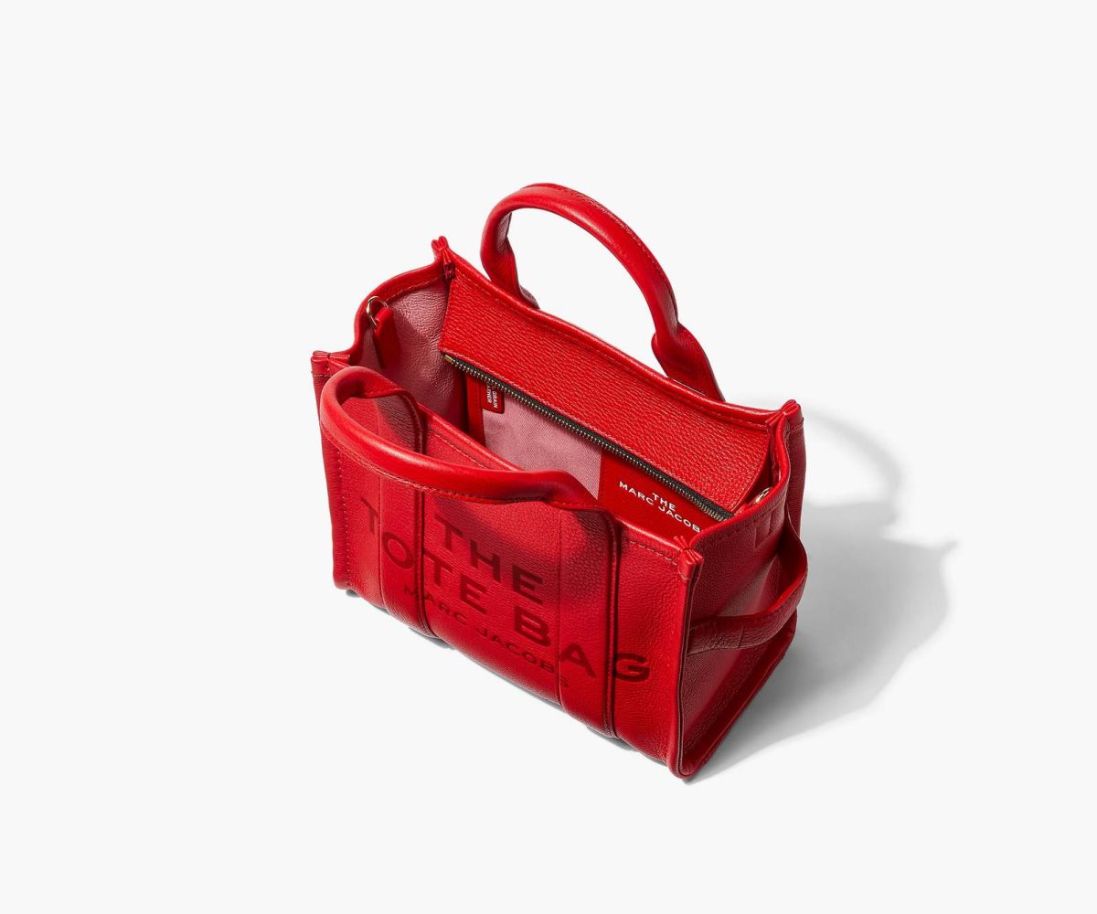 Marc Jacobs Leather Mini Tote Bag The Tote Bag True Red | FNB497516