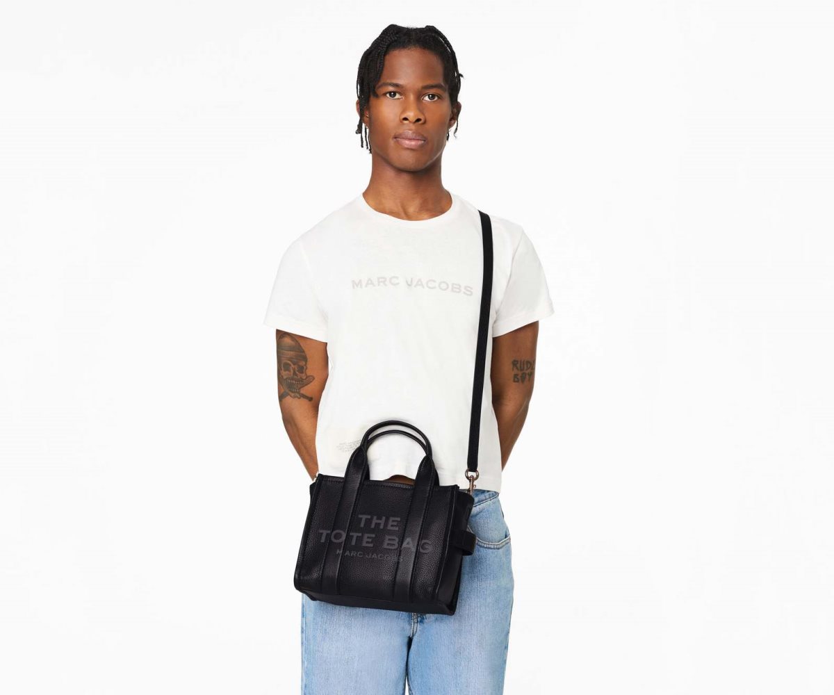 Marc Jacobs Leather Mini Tote Bag The Tote Bag Black | HUA840723