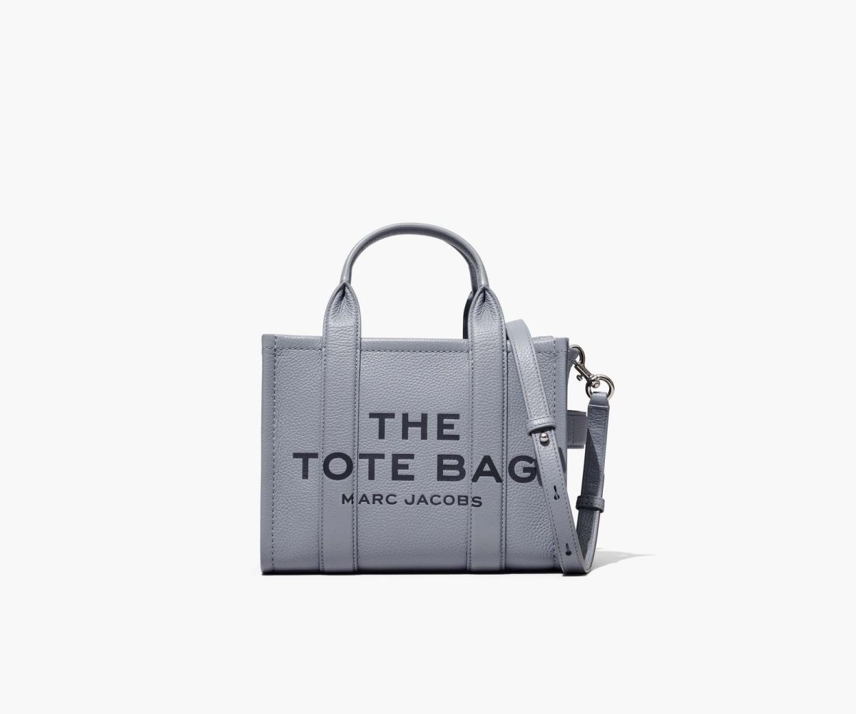 Marc Jacobs Leather Mini Tote Bag The Tote Bag Wolf Grey | KLY253967