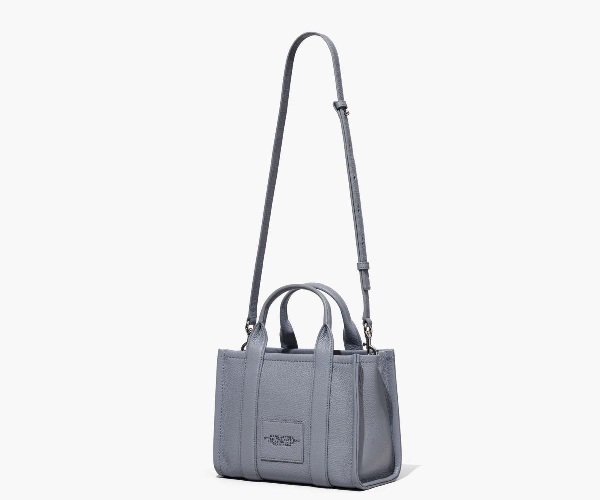 Marc Jacobs Leather Mini Tote Bag The Tote Bag Wolf Grey | KLY253967