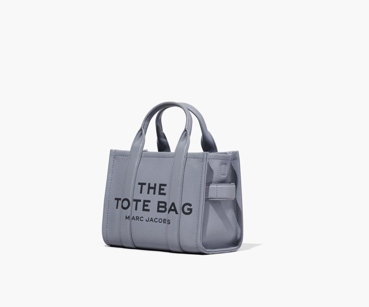 Marc Jacobs Leather Mini Tote Bag The Tote Bag Wolf Grey | KLY253967