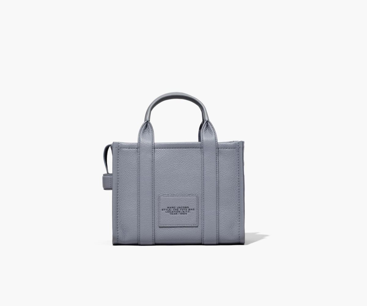 Marc Jacobs Leather Mini Tote Bag The Tote Bag Wolf Grey | KLY253967