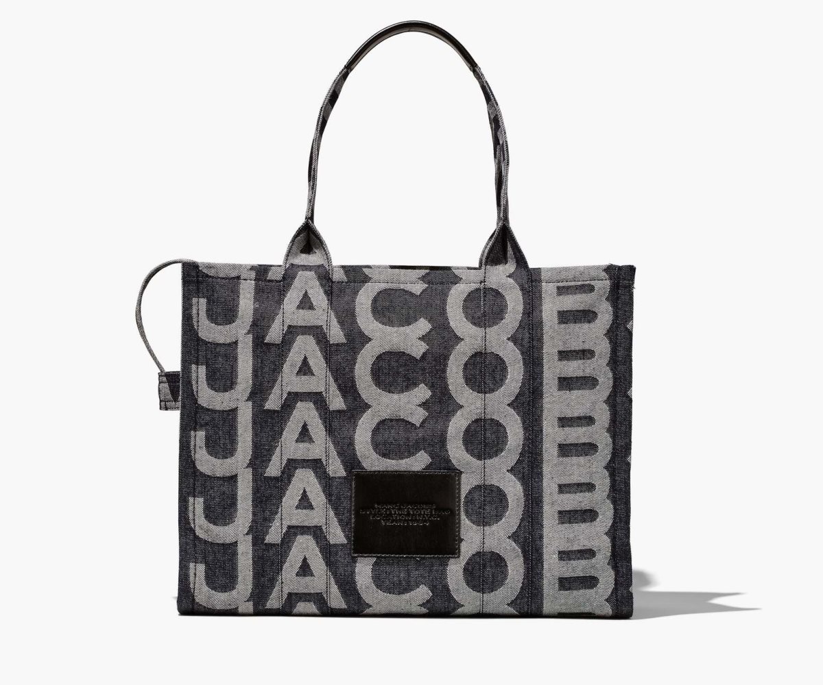 Marc Jacobs Monogram Denim Large Tote The Tote Bag Denim Blue | HZO983260