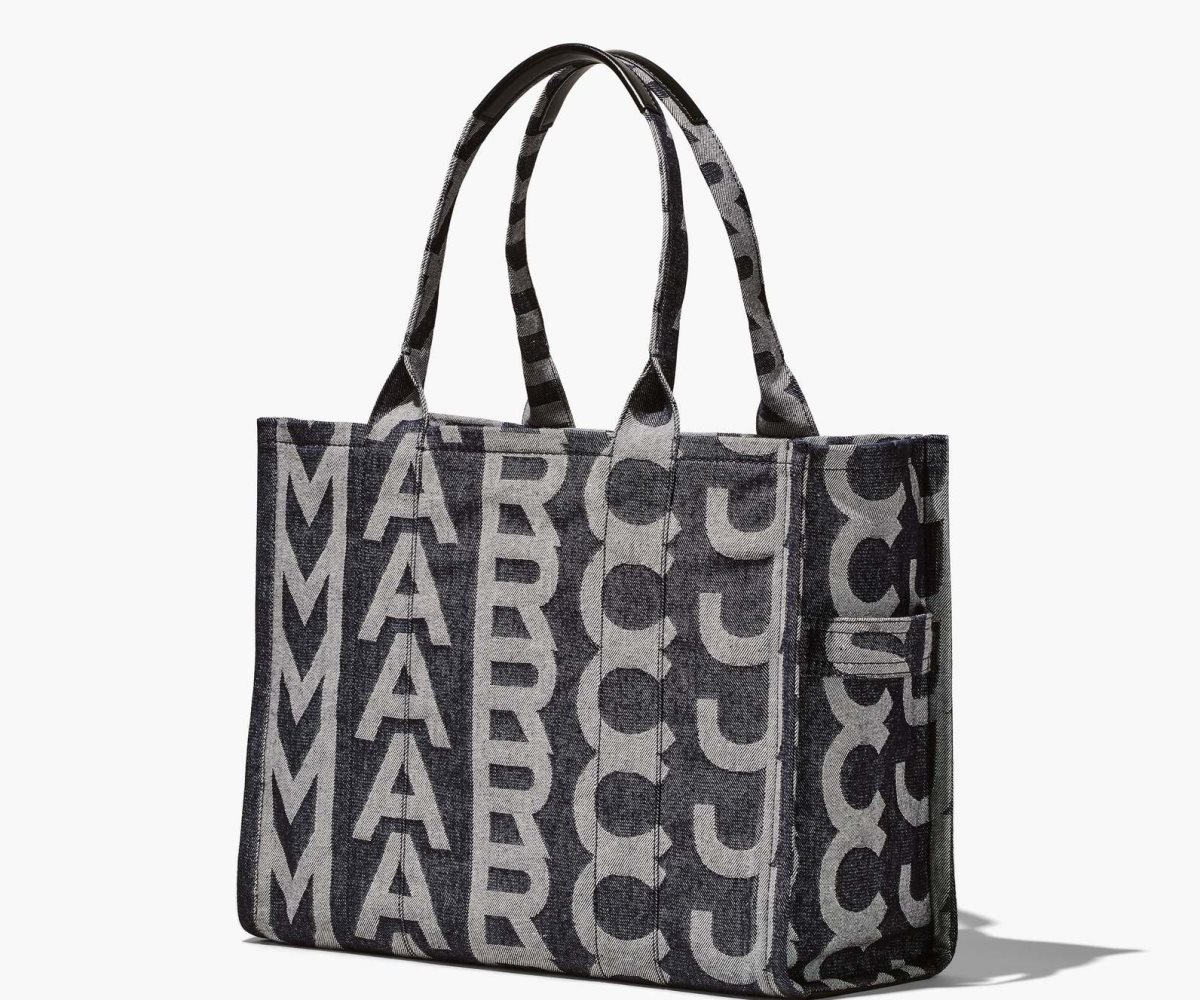 Marc Jacobs Monogram Denim Large Tote The Tote Bag Denim Blue | HZO983260