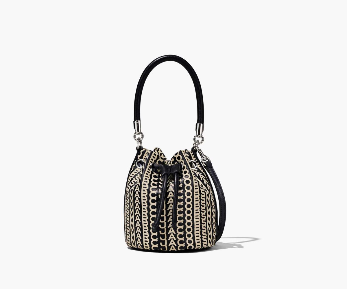 Marc Jacobs Monogram Leather Micro Bucket Bag Bucket Bag Black/White | XML812560