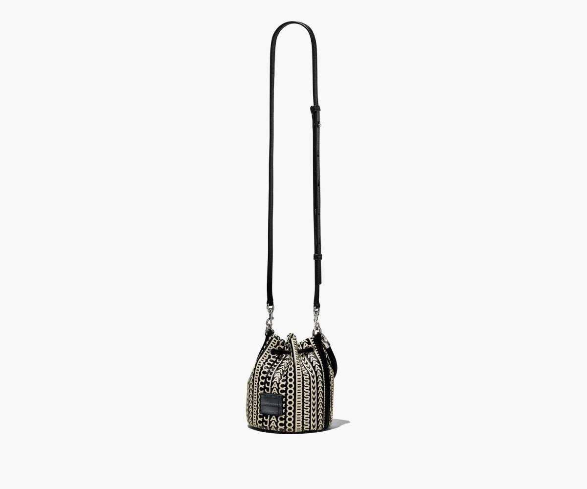 Marc Jacobs Monogram Leather Micro Bucket Bag Bucket Bag Black/White | XML812560