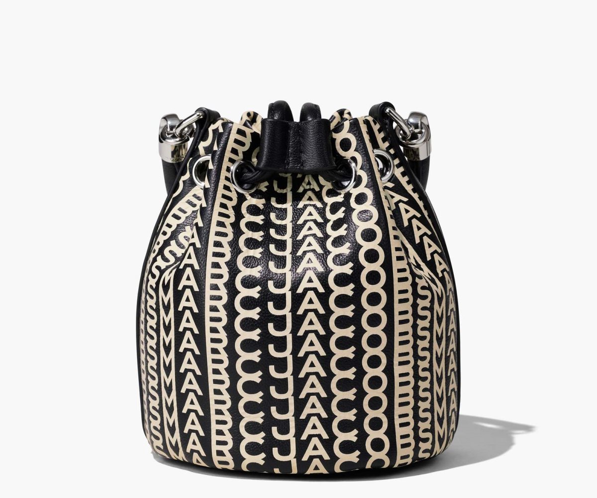 Marc Jacobs Monogram Leather Micro Bucket Bag Bucket Bag Black/White | XML812560