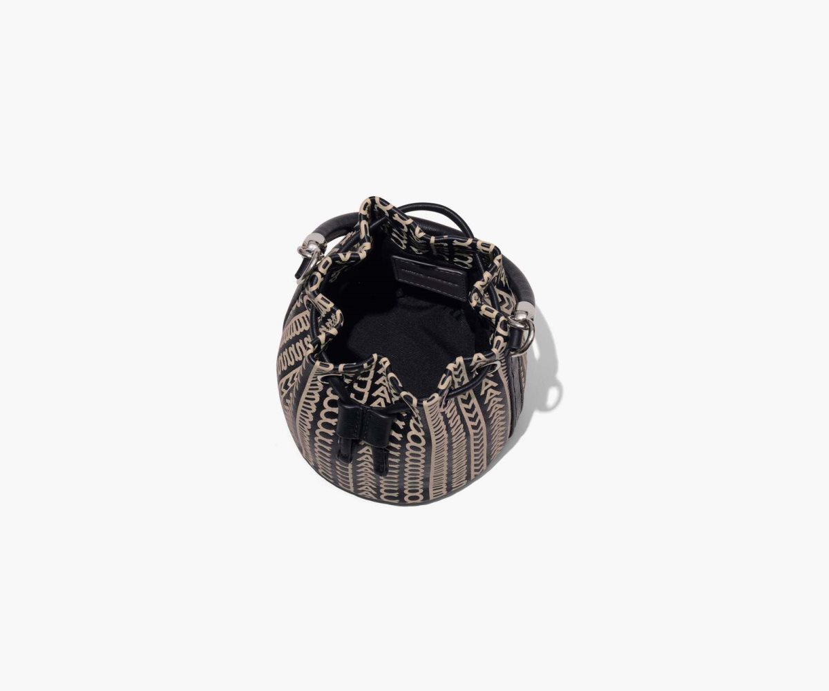 Marc Jacobs Monogram Leather Micro Bucket Bag Bucket Bag Black/White | XML812560