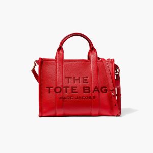 Marc Jacobs Leather Medium Tote Bag The Tote Bag True Red | WCV913402