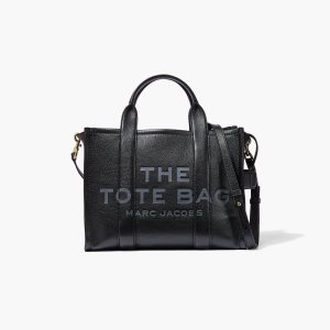 Marc Jacobs Leather Medium Tote Bag The Tote Bag Black | XFN603927