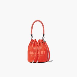 Marc Jacobs Leather Micro Bucket Bag Bucket Bag Electric Orange | IMD093857