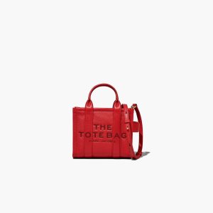 Marc Jacobs Leather Micro Tote Bag The Tote Bag True Red | DIX786539