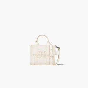 Marc Jacobs Leather Micro Tote Bag The Tote Bag Cotton/Silver | JLW042537