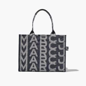 Marc Jacobs Monogram Denim Large Tote The Tote Bag Denim Blue | HZO983260