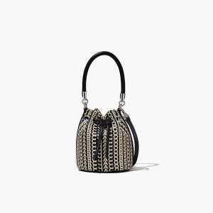 Marc Jacobs Monogram Leather Micro Bucket Bag Bucket Bag Black/White | XML812560